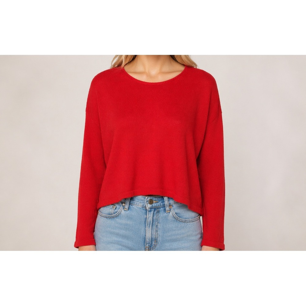 Eileen Fisher Organic Cotton Tencel Knit Sweater Minimalist Sustainable Peru XXS